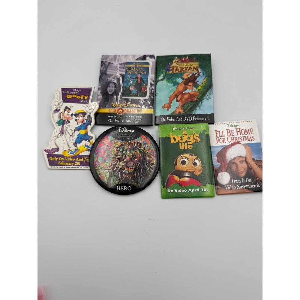 VTG Disney Pin Lot  Multicolor Movie Promo Buttons Goofy Tarzan Lion King